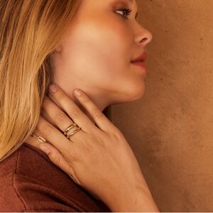 Loren Stewart Curateur Open Band Ring 14k Gold Plated Size 7 Double Band